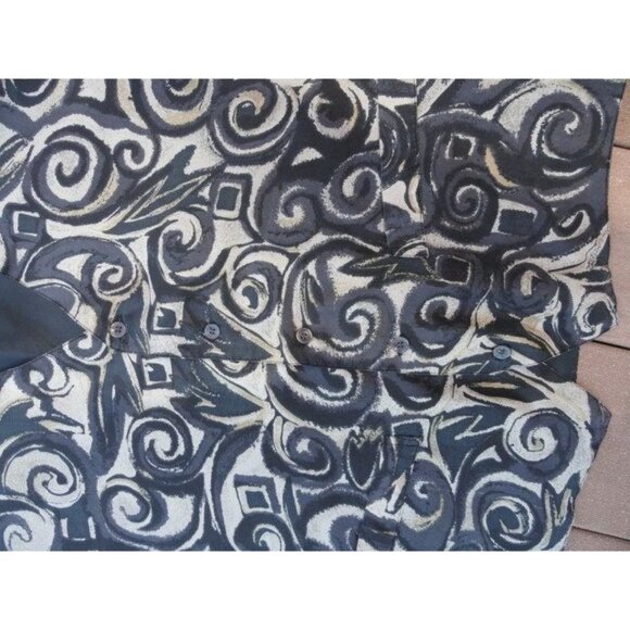 Vtg Men’s Robert Stock 100% Silk Black & Silver Paisley Vest Retro Mod Pockets L - Picture 3 of 9